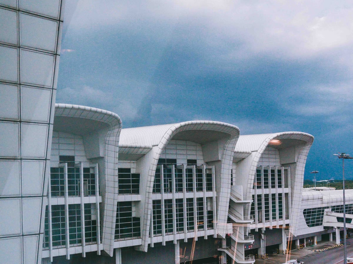 The klia2 terminal building at Sepang under a stormy sky