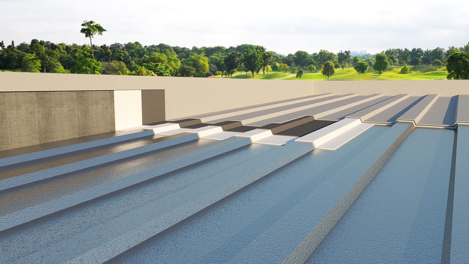 Corrugated metal roof sheets coated with a sprayed polyurea membrane